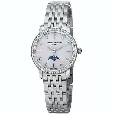 Frederique Constant 'Slim Line' MOP Diamond Dial Stainless Steel FC-206MPWD1SD6B • $1399