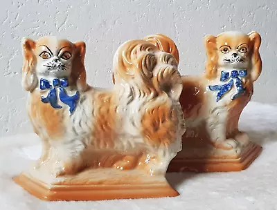 Victorian Staffordshire Pair Of Mantle/Fireside Pekinese Wally Dogs • £59.99