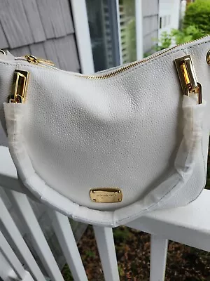 Michael Kors Brooke Tote Shoulder Bag Purse White Leather Medium Handbag • $135