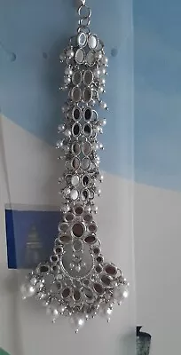 Silver Pearls Indian Head Chain Hair Headpiece Tikka Jewellery Party Wear  • £6.99