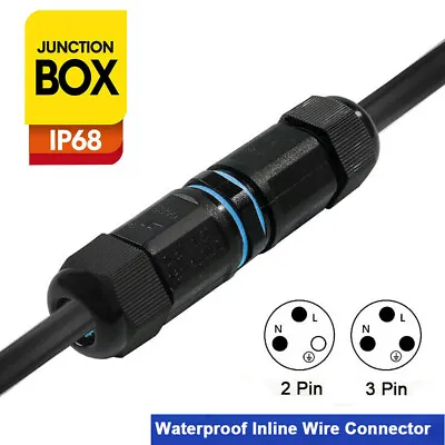 £19.99 • Buy 2/3 Pin Outdoor Junction Box IP68 Waterproof Electrical Cable Wire Connector UK