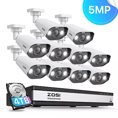 ZOSI CCTV 10 Camera Kit POE Security System 16CH 4TB HDD NVR 2-Way Audio ColorVu • £649.99