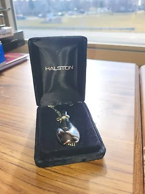 Halston Perfume Elsa Peretti Silver Bottle Necklace  Vintage 1970’s NOT EMPTY • $249