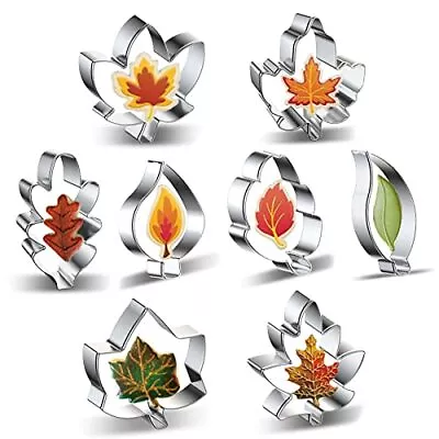 Fall Leaves 8-Piece Leaf Cookie Cutter Set - Maple Leaf Oak Teardrop...  • $20.54