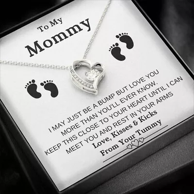 Mommy  To Be Baby Feet Necklace Pregnancy Gift Baby Shower Gift Expecting Mom • $39.99