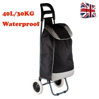 £15.99 • Buy Large Capacity Lightweight Wheeled Shopping Trolley Cart On 2 Wheels Bag Folding
