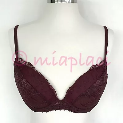 NWT La Perla Maharani Push-up Bra #905946 Burgundy 36C • $83