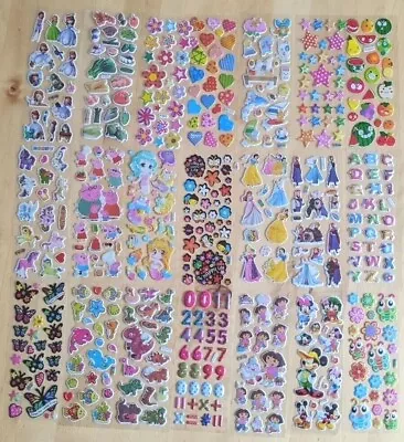 £0.99 • Buy Puffy 3D Sticker Sheets Girls Party Bag Fillers Hearts Mermaid Butterfly Stars