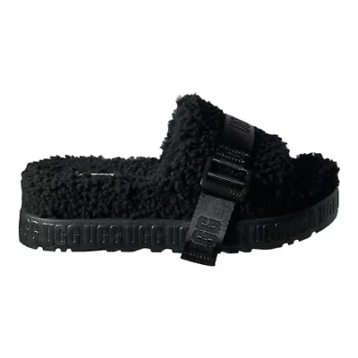 UGG Fluffita Slippers | Slip On | Lamb Fur Lined | Strap | Black | Womens Size 9 • $79.99