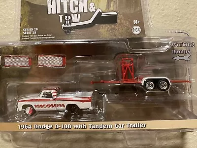 Greenlight 1964 D-100 Pickup Truck White With Red Stripes RAMCHARGERS Tandem Car • $24.99