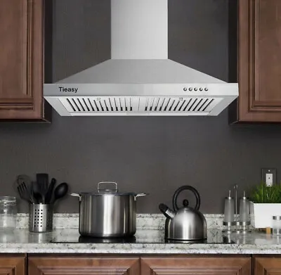 30  Wall Mount Range Hood Stainless Steel 450CFM Kitchen Over Stove Vent W/ LEDs • $114.99