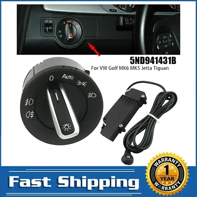 Headlight Fog Light Control Switch & Wiring Harness For VW Golf MK6 MK5 Jetta US • $20.98