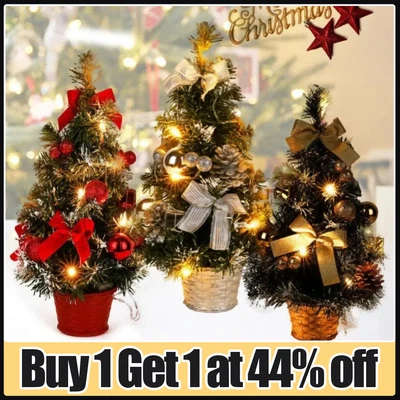 £9.97 • Buy Mini Small Christmas Tree With LED Lights Tabletop Artificial Xmas Ornament Gift