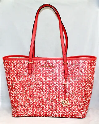 MICHAEL KORS Jet Set Travel Tote 35S8GTVT3R Dark Sangria Carry All Shopper  • $108