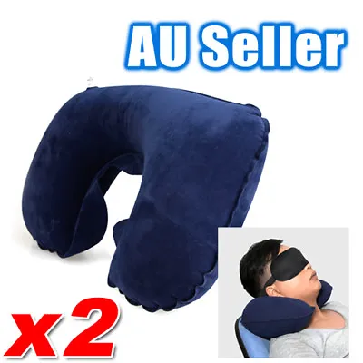 $7.95 • Buy 2x Portable Inflatable U Shaped Travel Neck Pillow Car Flight Head Rest Cushion
