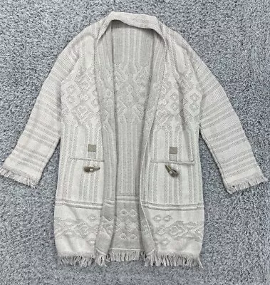 Margaret O’Leary Woven Aztec Pattern Cream Beige Cardigan Sweater *read • $34.99