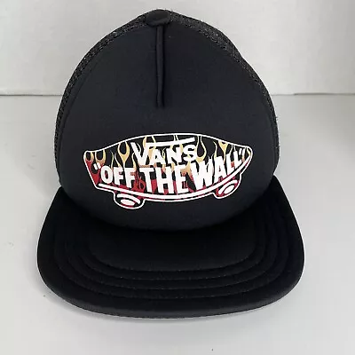 VANS Off The Wall Hat Black Truckers Foam Cap Spellout Logo  • $9.99