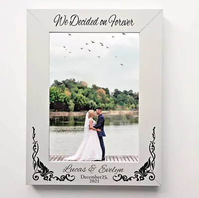£10.99 • Buy Personalised Wedding Photo Frame Engraved Wood Anniversary Gift Or Any Text