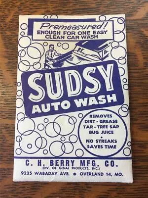 Vintage Berry Mfg SUDSY AUTO WASH Car Wash Soap Packet Overland Missouri Advert • $14.99