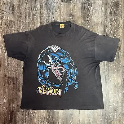 VINTAGE Marvel Comics Venom Shirt 94 Single Stitch Faded Black Tee Distressed • $750