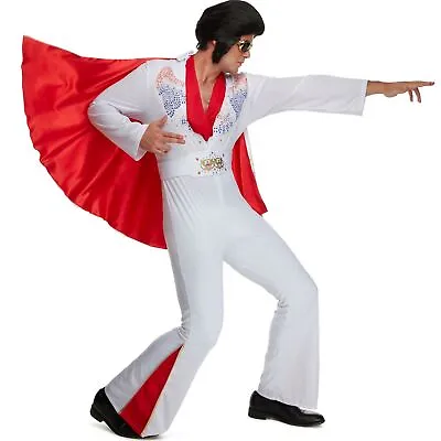 Mens 1950s Las Vegas Rock Star Costume Singer Fancy Dress M -XL Rock N Roll King • $42.95