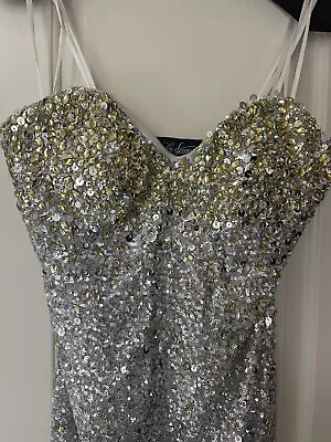 La Femme Strapless Prom Dress Silver/Gold Size 4 Ombré Effect • $105