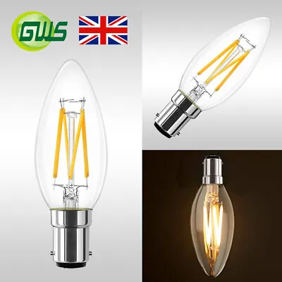 Dimmable 4W Vintage B15 Small Bayonet LED Candle Shape Filament Bulb Industrial • £3.90