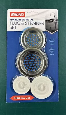 4pc Sink Bath Strainer Food Hair Trap Basin Bathroom Chrome Plug And Stopper • £2.99