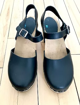 Pre-owned Lotta From Stockholm Highwood Black Clogs Natural Base- Size 41 • $45