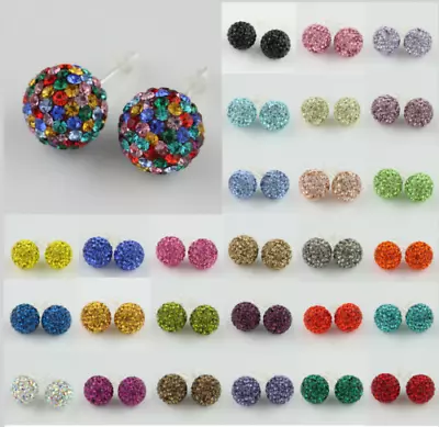 Sparkle Charming Czech Crystal Disco Ball Silver Stud Earrings 6mm 8mm 10mm • $5.99