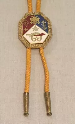 Vintage Masonic Shriners BOLO TIE Metal & Enamel Freemason Emblems Logo • $19.95