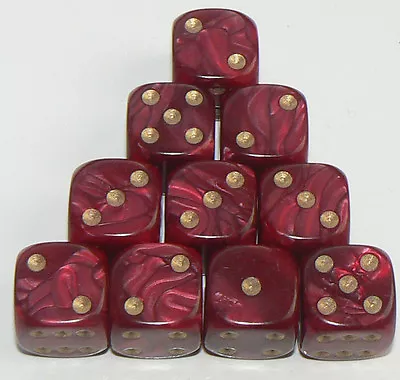 10 Of Red Pearl Dice  - Six Sided Spot Dice Size 16mm - D6 RPG Wargaming  • £2.24