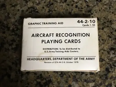 $13.50 • Buy Army Training Cards GTA 44-2-10 AIRCRAFT RECOGNITION PLAYING CARDS OCT 79 SEALED