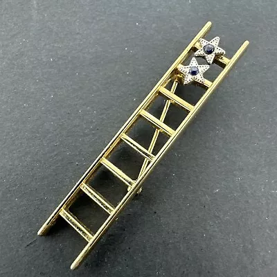 Vintage Mary Kay Goldtone Ladder To Success 2 Multicolor Rhinestone Star Brooch • $9.50