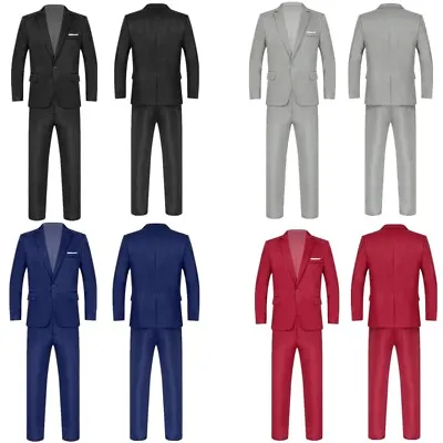 US Slim Fit 2 Piece Suit For Men's One Button Casual Formal Wedding Tuxedo Suits • $26.76