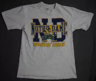 Vintage 1990s Notre Dame Fighting Irish Leprechaun Large Shirt 90's Poor Cond • $16.99