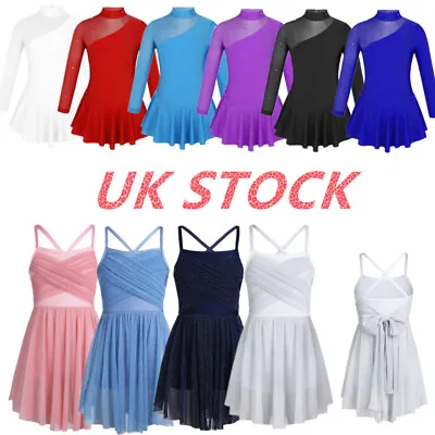 £13.66 • Buy UK Kids Girls Figure Ice Skating Dress Ballet Dance Leotard Dancewear Costume