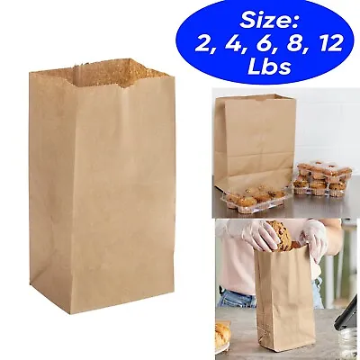 Brown Paper Bag Lunch Grocery Shopping Take Out Bags Capacity 2 4 6 8 12 Lbs • $7.50