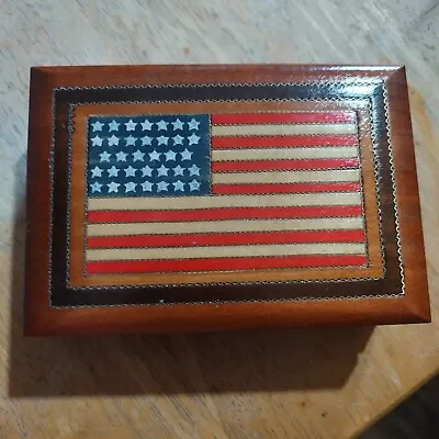 American Flag Wood Keepsake Decorative Wooden Box • $14