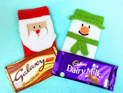 £3.25 • Buy KNITTING PATTERN - Christmas Santa And Snowman Chocolate Bar Cover 16 Cms