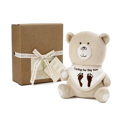 Natures Purest Hug Me Teddy Bear With Bib  Made With Organic Grown Cotton (0104) • £6.99