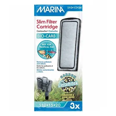 Marina Bio Carb Slim Filter Cartridge 3 Pack S10 15 20 Aquarium Tropical Fish • £8.50