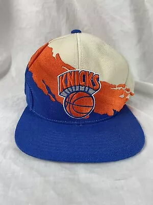 Mitchell & Ness New York Knicks Paintbrush White/Royal Adjustable Snapback Hat • $15