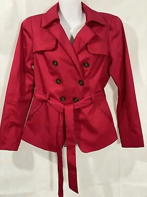 H &M Double Breasted Pink Short Spring Summer Trench Coat Jacket Women's Size 8 • $30