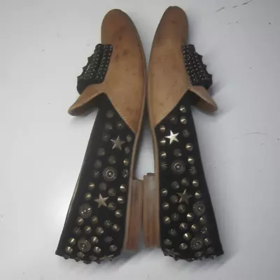 Jeffery Campbell Studded Bow Loafer Womens Shoes 7.5 Tan / Black EU 38 Flats • $48