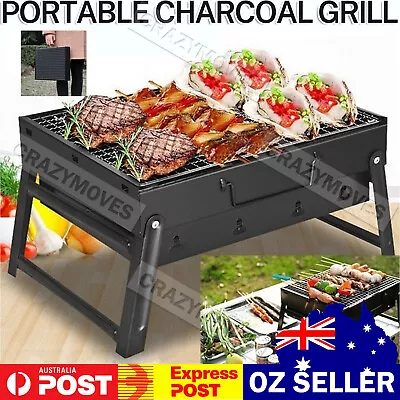 Charcoal BBQ Grill Hibachi Barbecue  Folding Steel Roast Camping Picnic VIC • $21.58