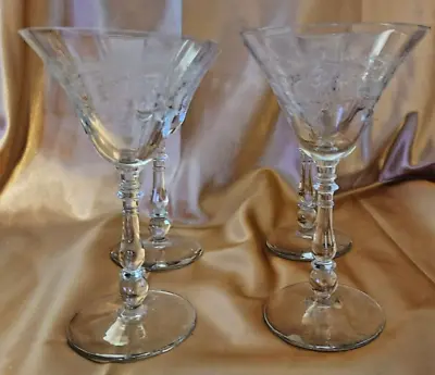 Set Of 4 Iteched Vintage Martini Crystal Glasses • $49.99