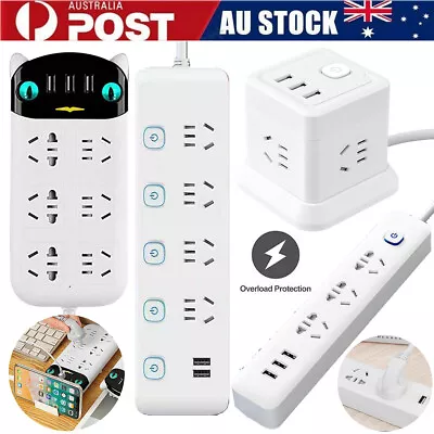 AU Power Board 3-Way 4-Way 6-Way Outlet Socket USB Charger Ports Surge Protector • $21.99