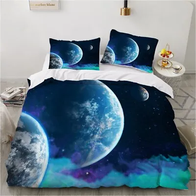 $49.91 • Buy 3D Planet Starry Sky Galaxy Print Duvet Cover Quilt Cover Pillowcase Bedding Set