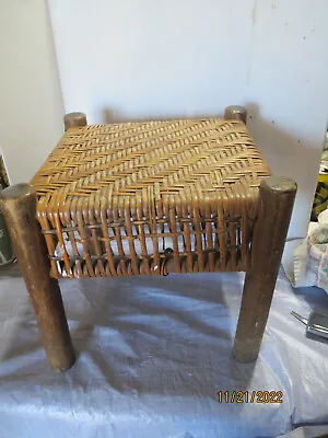 Vintage Rattan Rush Wicker Foot Stool 12  X 12  • $65